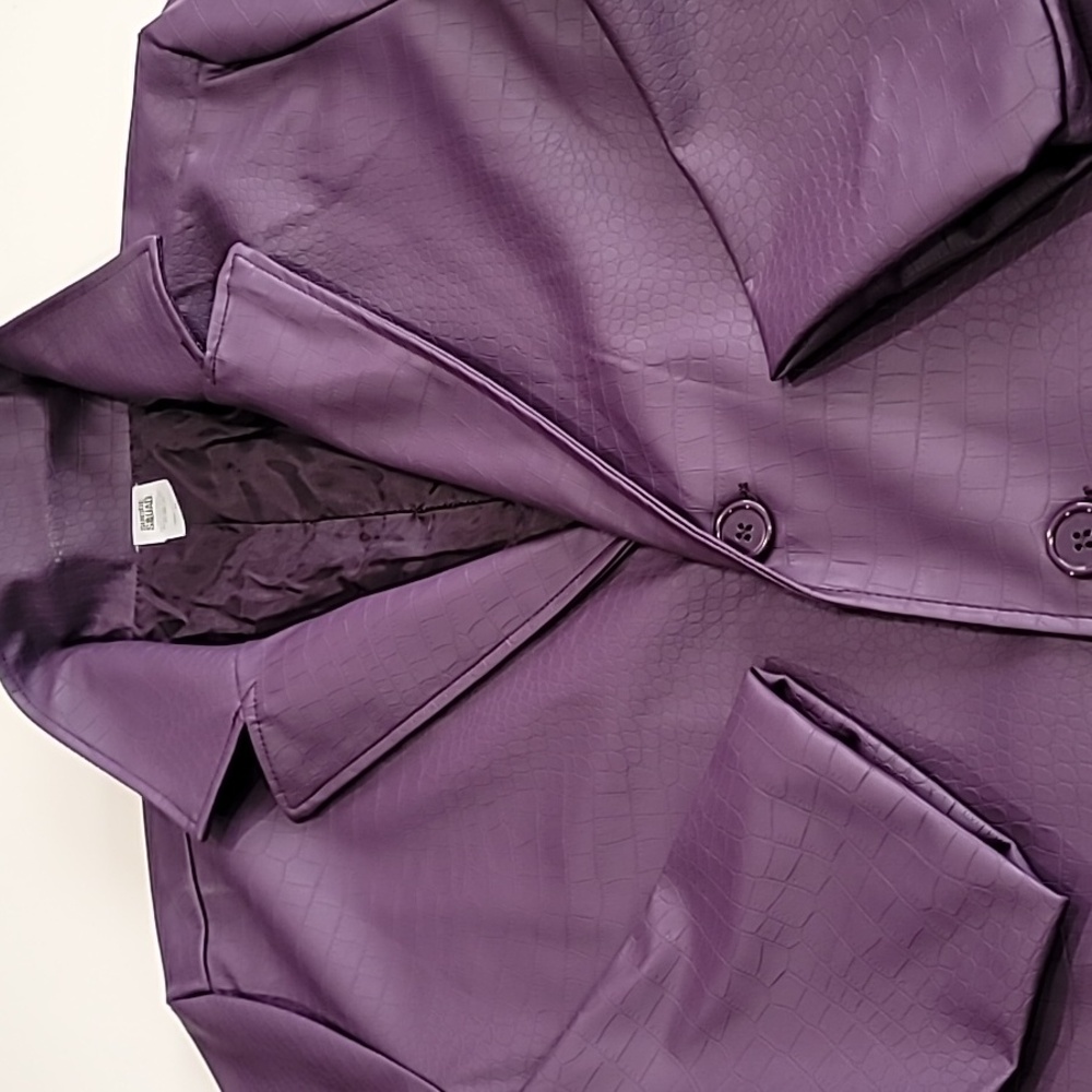 Suicide Squad Pleather Croc Print Trench Coat Purple Medium - Picture 15 of 17